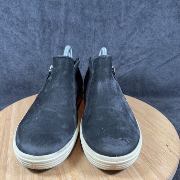 ECCO Soft 7 Women's EU 39 US 8 Nubuck Leather Zip Bootie Black Ankle Boots Flat - Picture 2 of 8